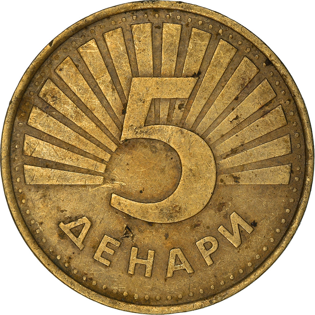 Coin, Macedonia, 5 Denari, 2006, EF(40-45), Brass, KM:4