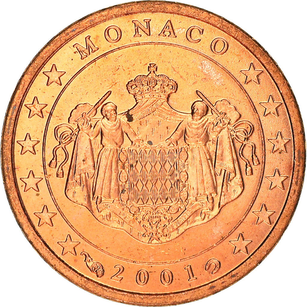 Monaco, Euro Cent, 2001, Paris, UNZ, Copper Plated Steel, KM:167