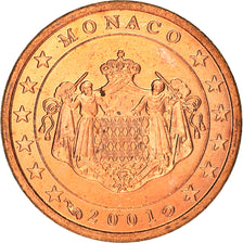 Monaco, Euro Cent, 2001, Paris, UNZ, Copper Plated Steel, KM:167