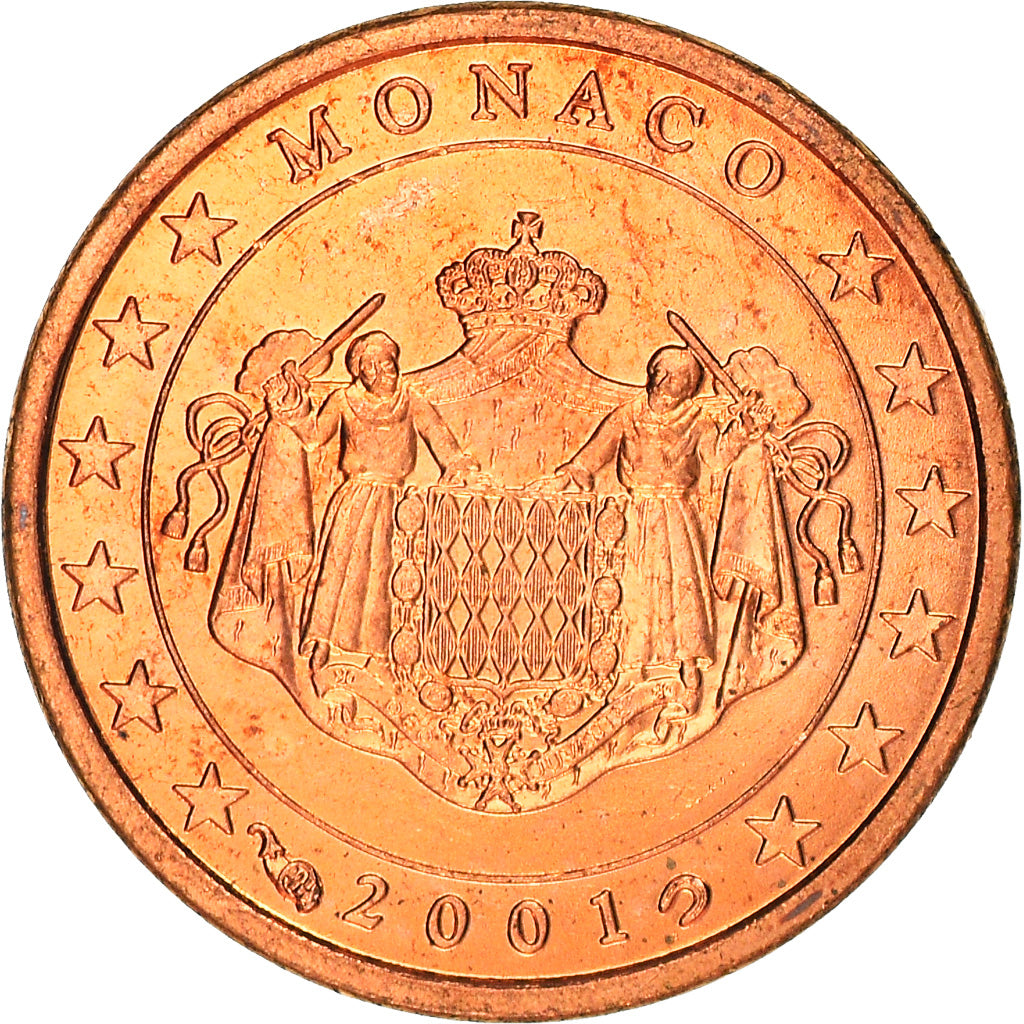 Mónaco, Euro Cent, 2001, Paris, SC, Cobre chapado en acero, KM:167