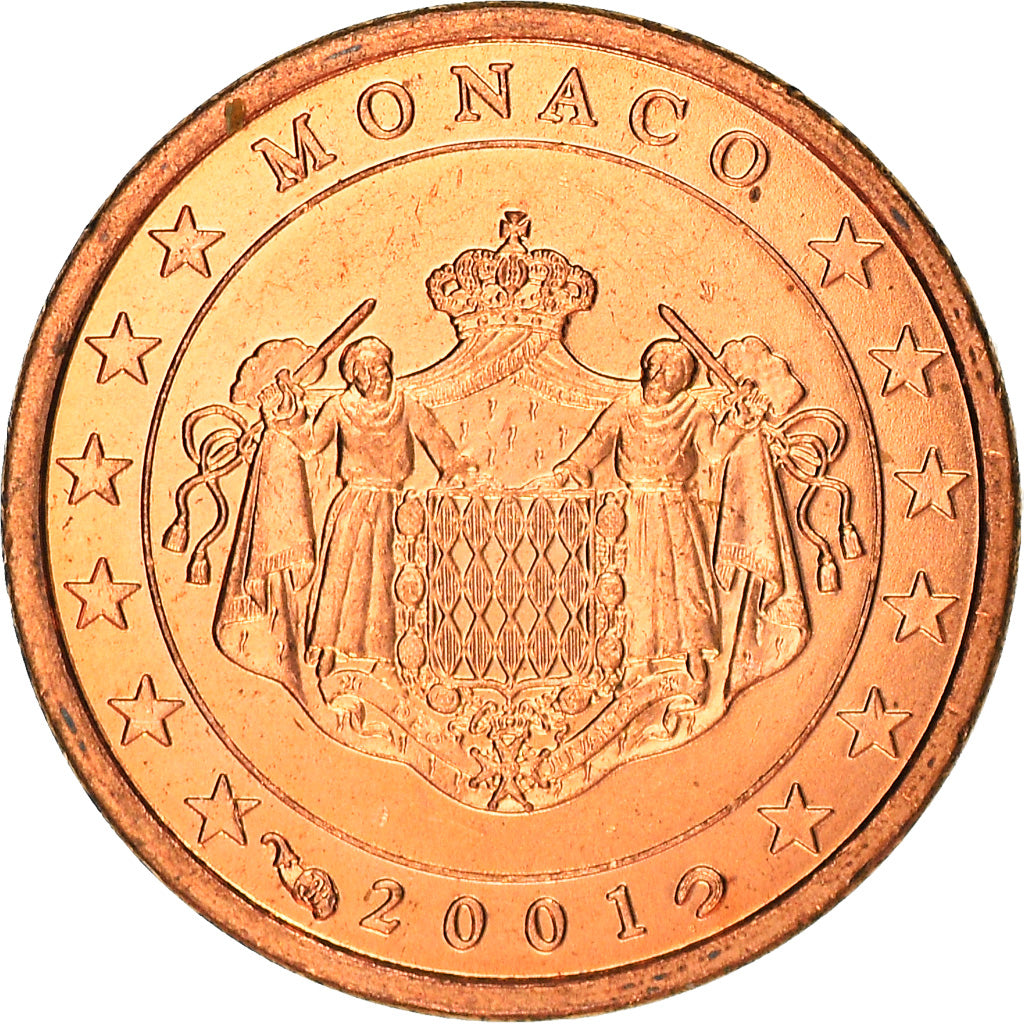 Monaco, Euro Cent, 2001, Paris, UNZ, Copper Plated Steel, KM:167