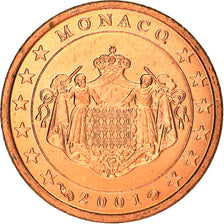 Monaco, Euro Cent, 2001, Paris, UNZ, Copper Plated Steel, KM:167