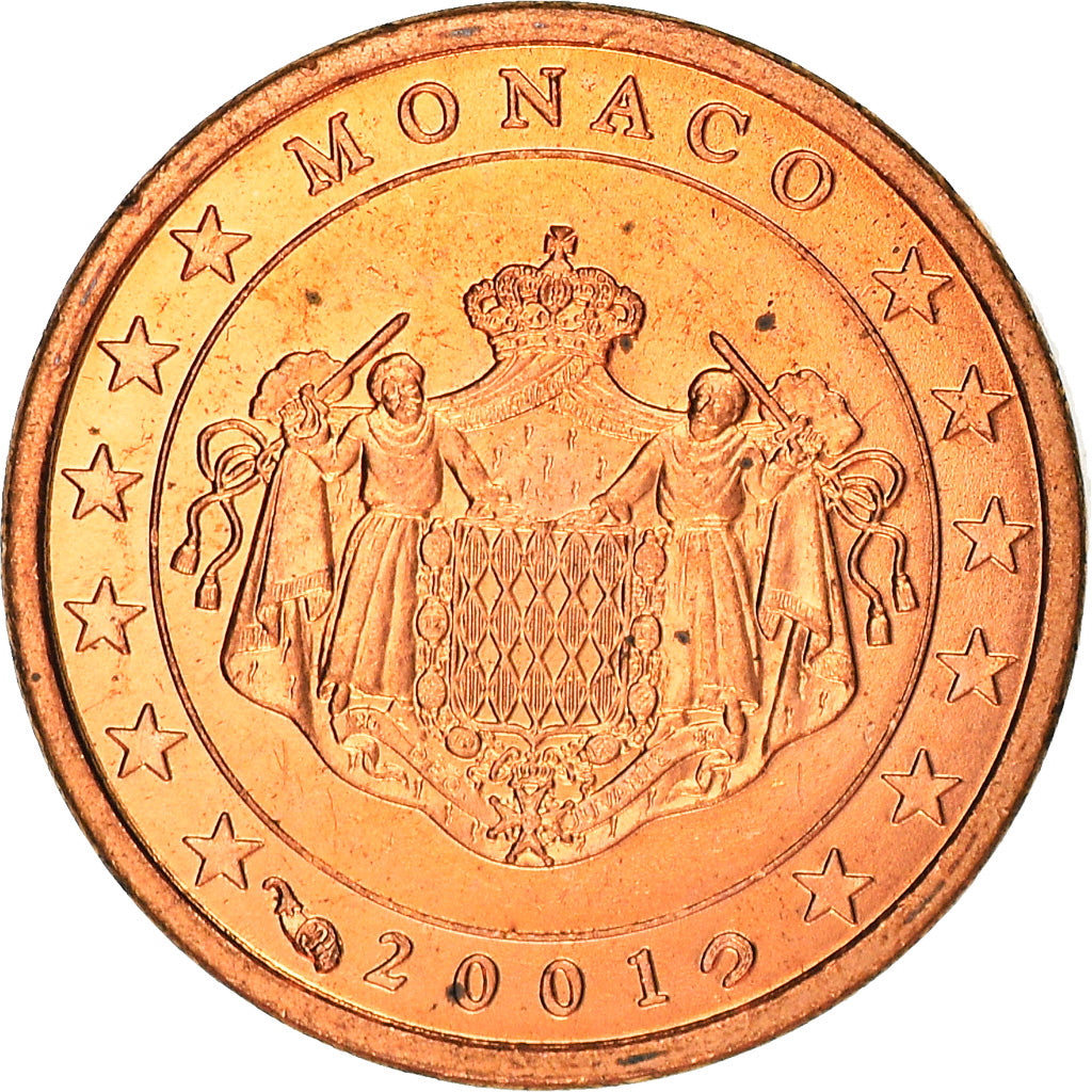 Mónaco, Euro Cent, 2001, Paris, SC, Cobre chapado en acero, KM:167