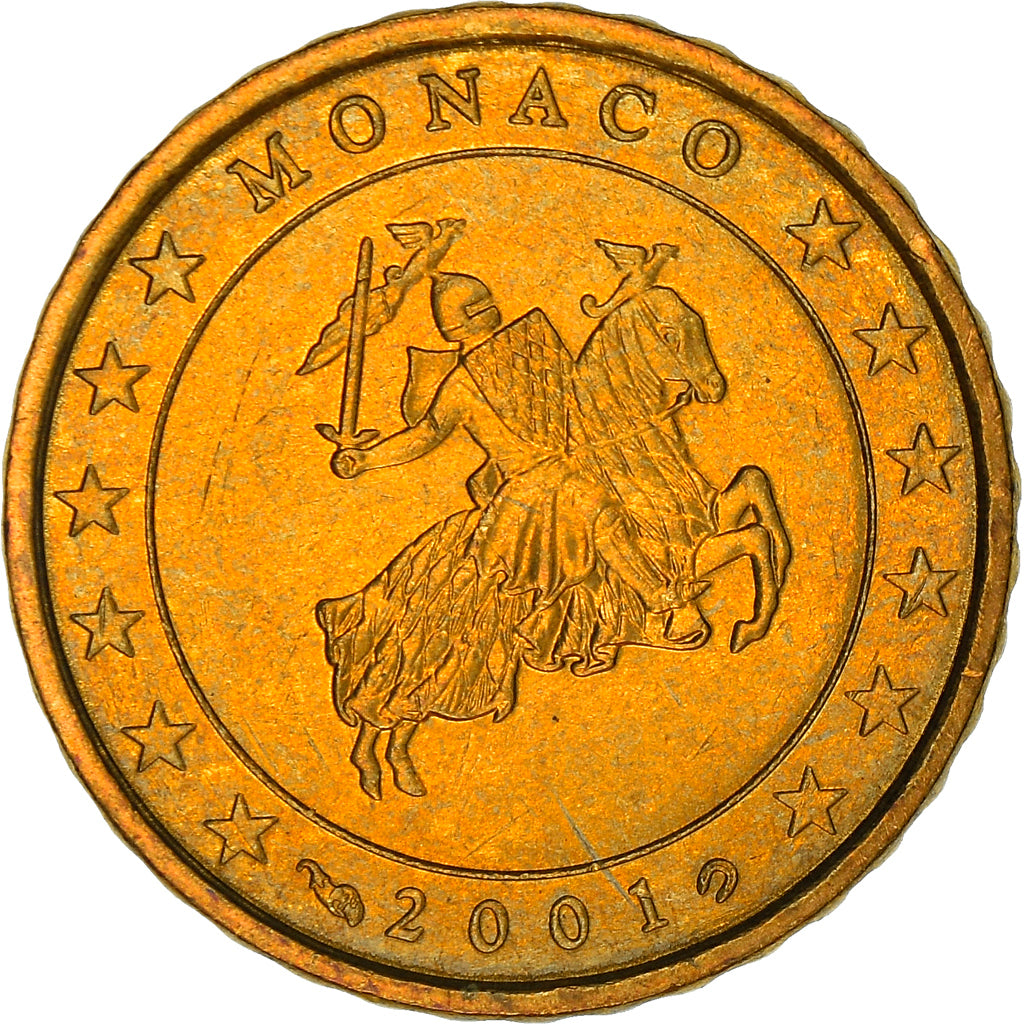 Monaco, 10 Euro Cent, 2001, Paris, SPL, Ottone, KM:170