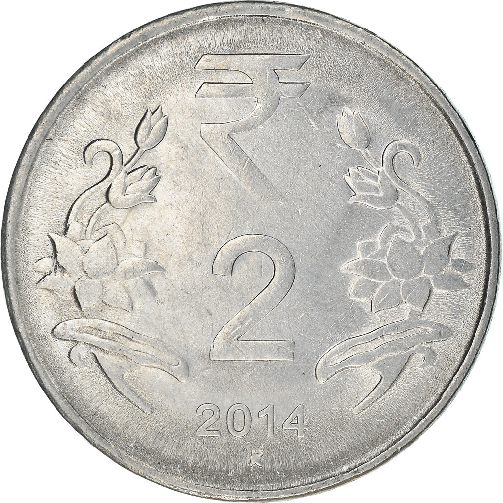 Coin, INDIA-REPUBLIC, 2 Rupees, 2014, EF(40-45), Stainless Steel, KM:395
