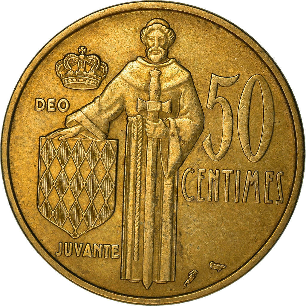 Coin, Monaco, Rainier III, 50 Centimes, 1962, EF(40-45), Aluminum-Bronze