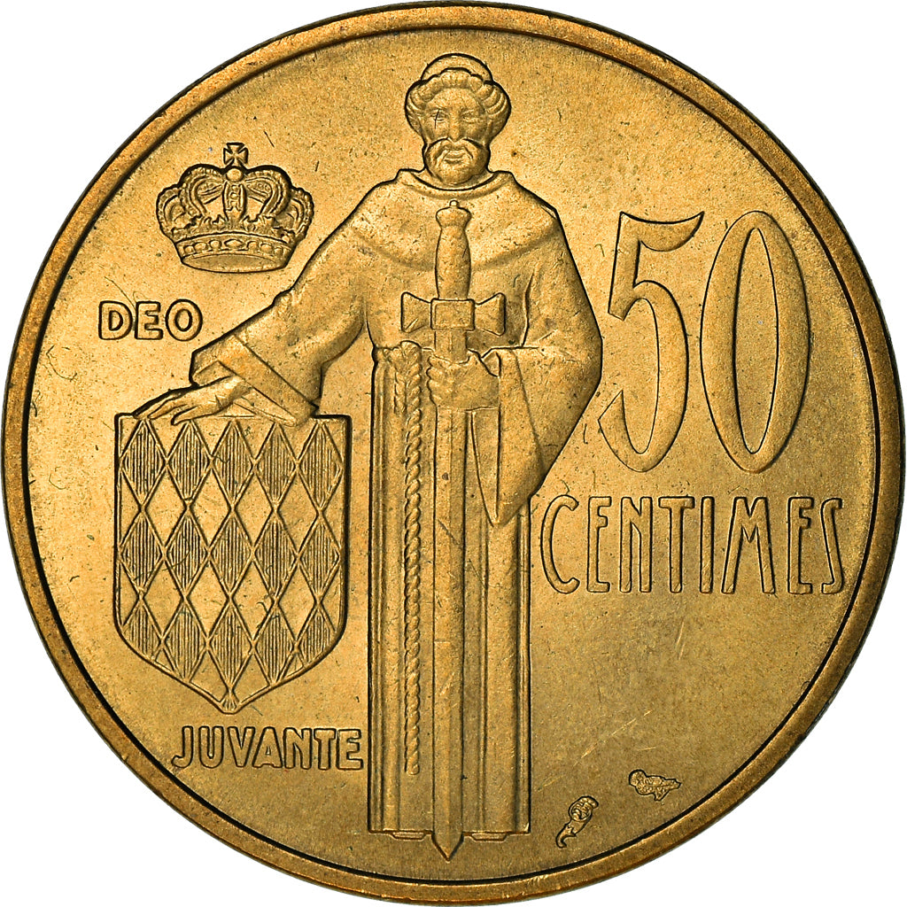 Coin, Monaco, Rainier III, 50 Centimes, 1962, EF(40-45), Aluminum-Bronze