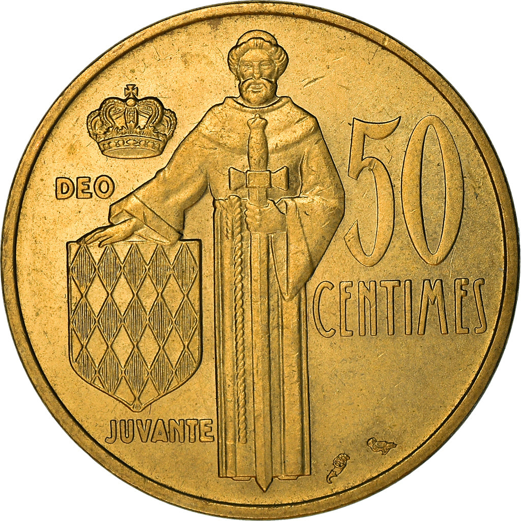 Coin, Monaco, Rainier III, 50 Centimes, 1962, EF(40-45), Aluminum-Bronze