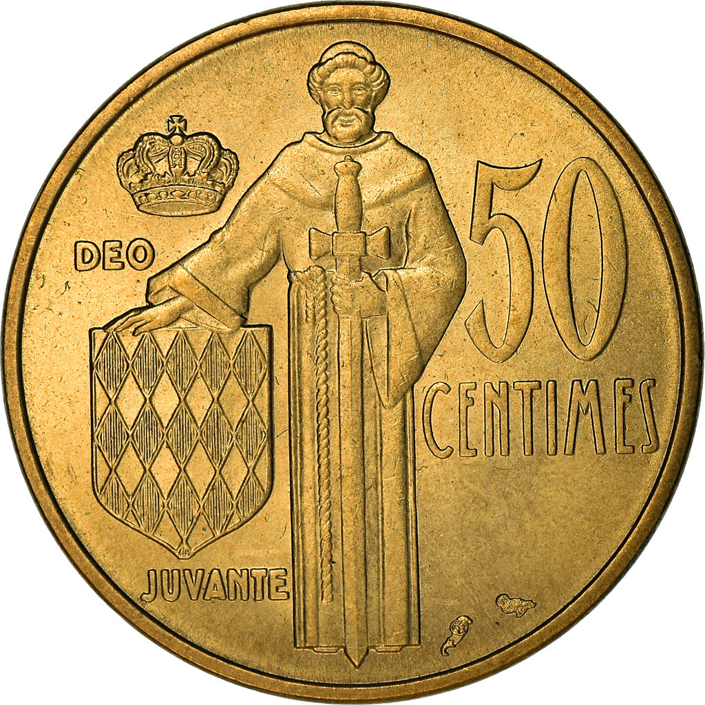 Coin, Monaco, Rainier III, 50 Centimes, 1962, EF(40-45), Aluminum-Bronze