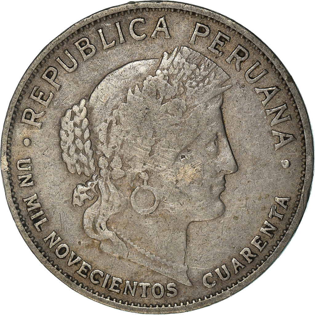 Moneta, Perù, 10 Centavos, 1940, London, BB, Rame-nichel, KM:214.2