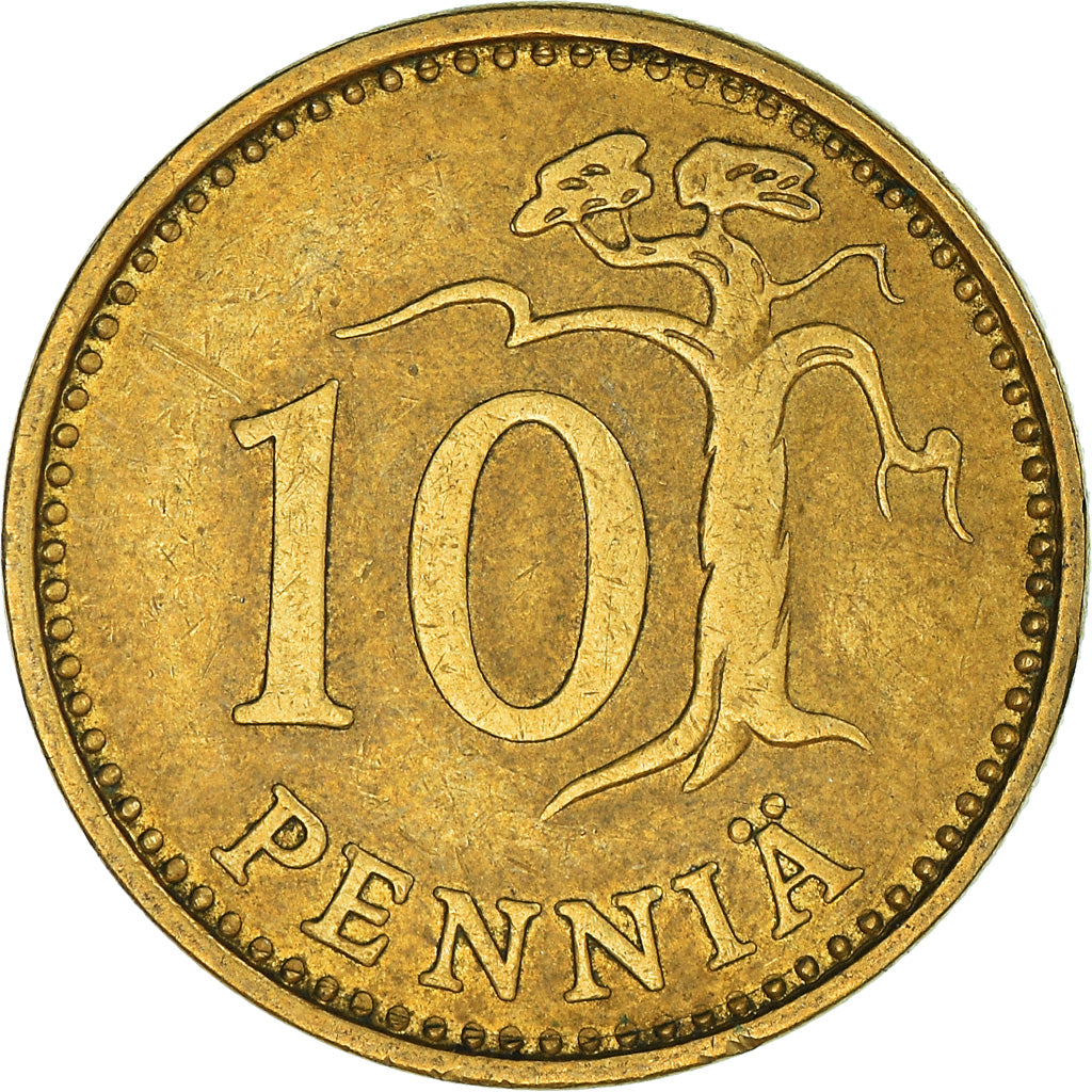Monnaie, Finlande, 10 Pennia, 1969