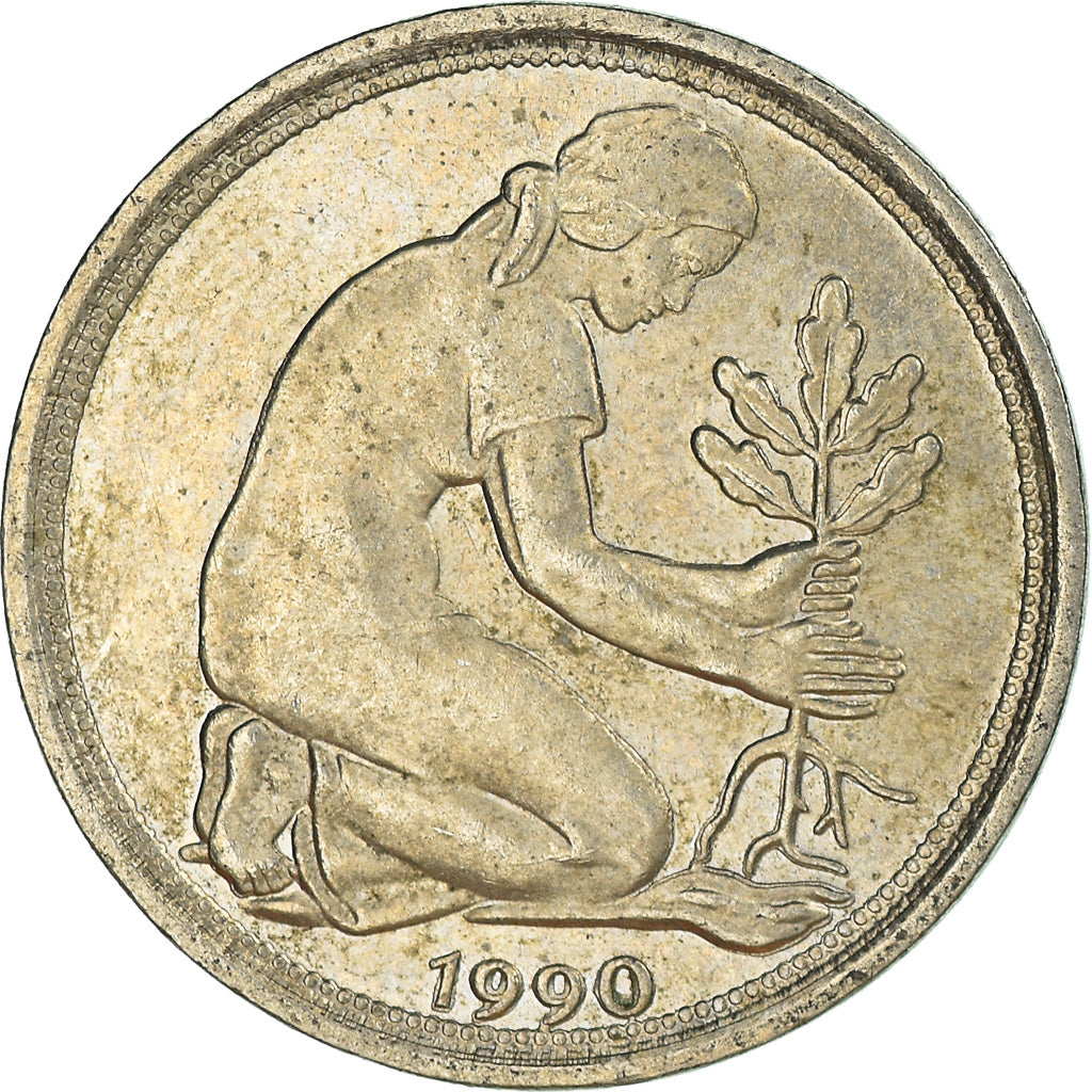 Moneda, ALEMANIA - REPÚBLICA FEDERAL, 50 Pfennig, 1990