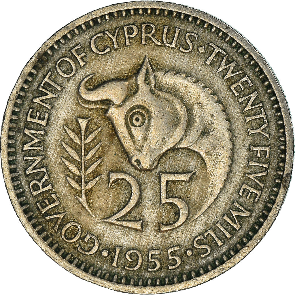 Coin, Cyprus, 25 Mils, 1955