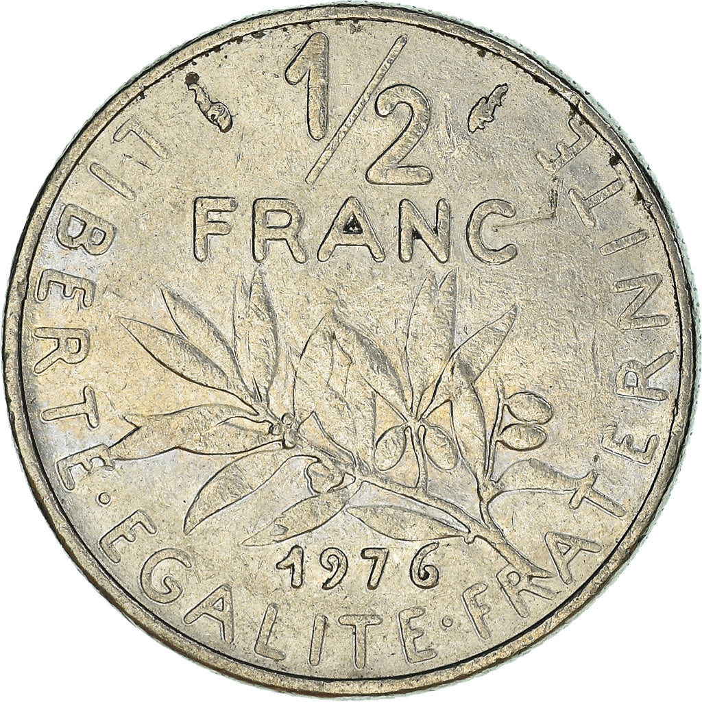 Munten, Frankrijk, 1/2 Franc, 1976