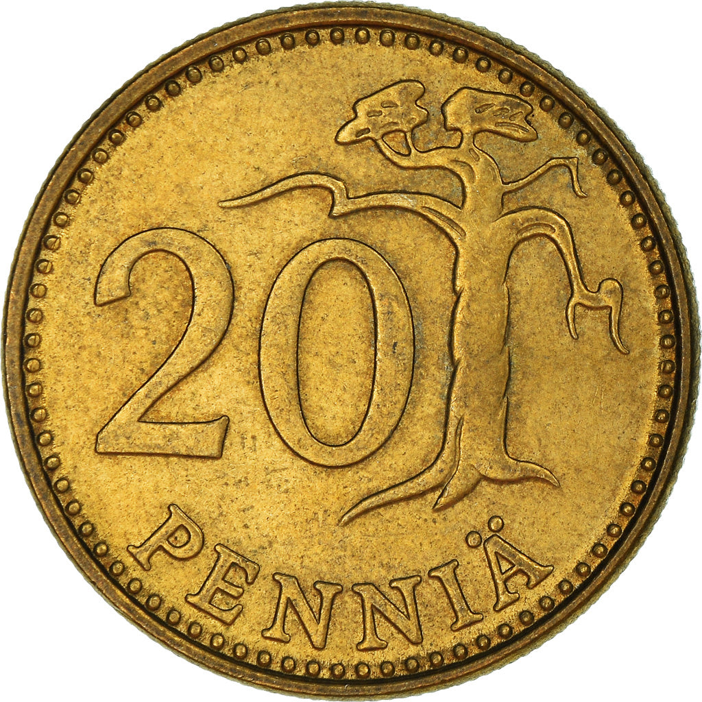 Moneta, Finlandia, 20 Pennia, 1980