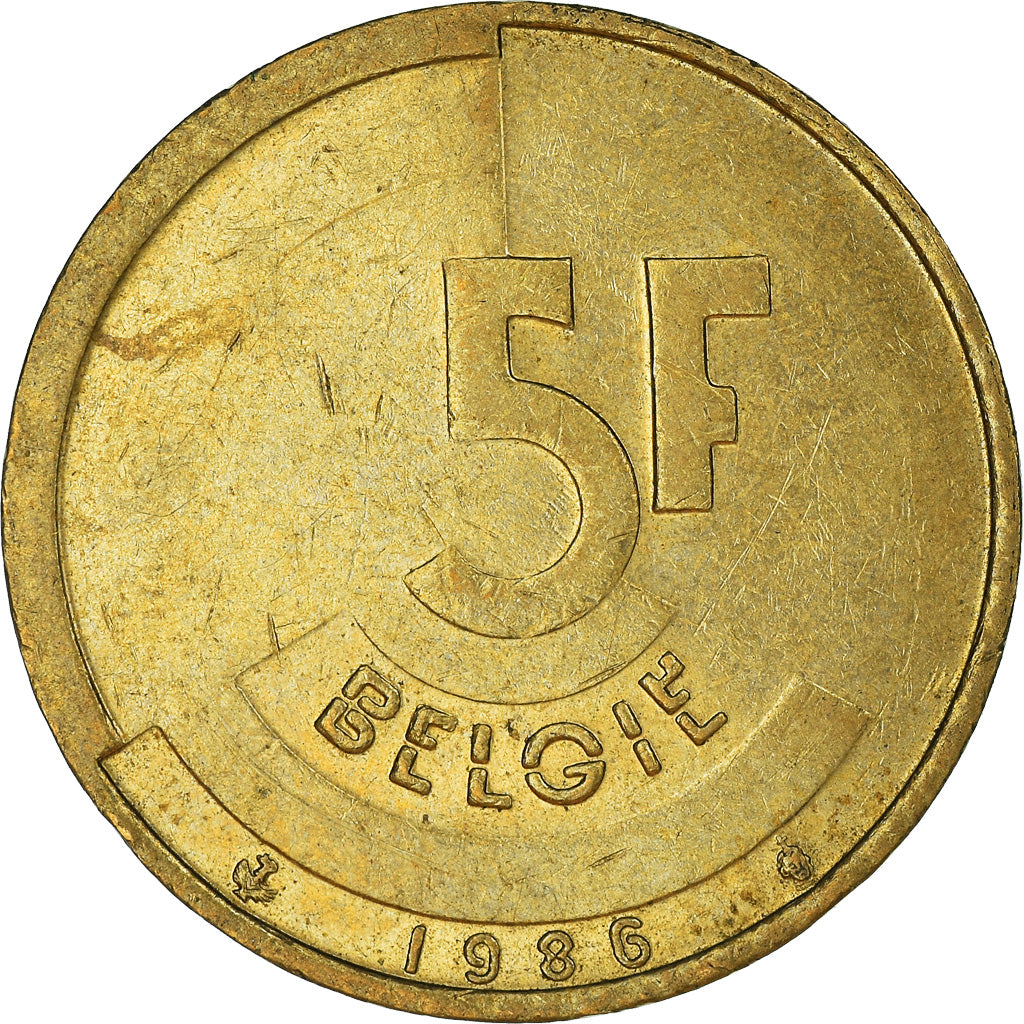 Monnaie, Belgique, 5 Francs, 5 Frank, 1986