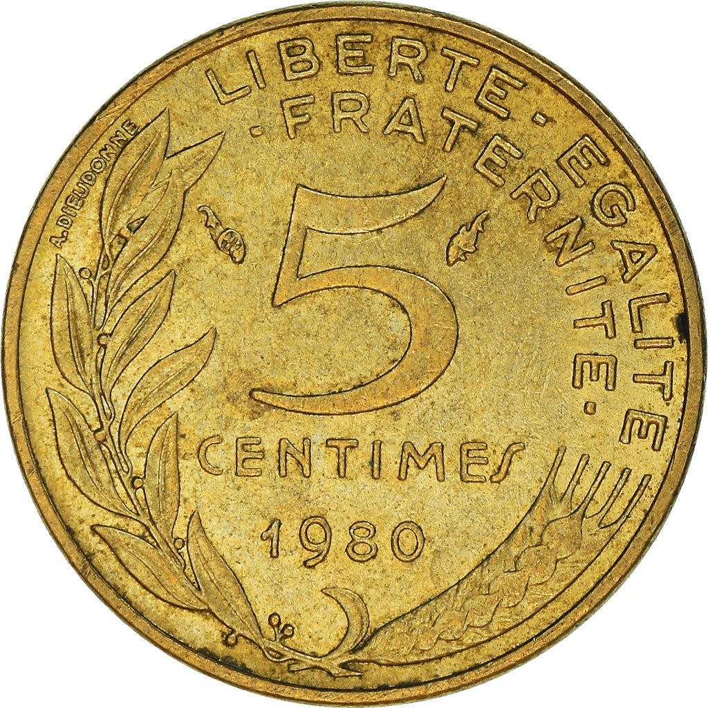 Coin, France, 5 Centimes, 1980