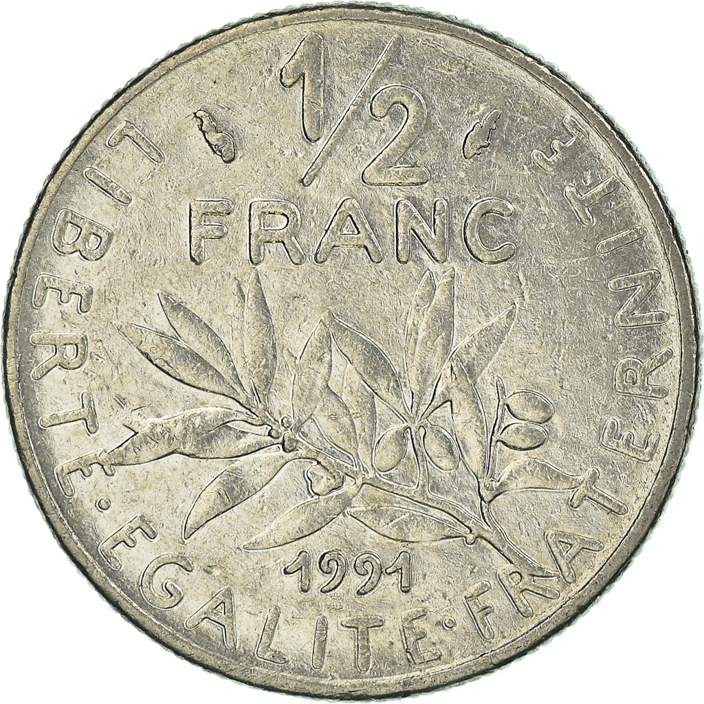 Coin, France, 1/2 Franc, 1991