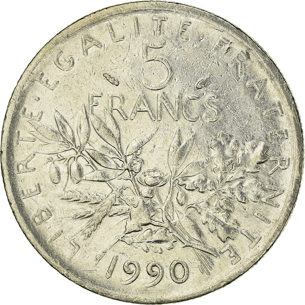 Coin, France, 5 Francs, 1990