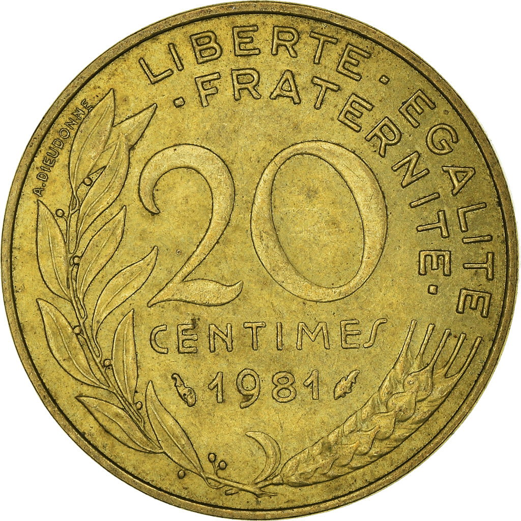 Moeda, França, 20 Centimes, 1981