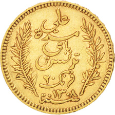 Tunisia, Ali Bey, 20 Francs, 1891, Paris, BB, Oro, KM:227