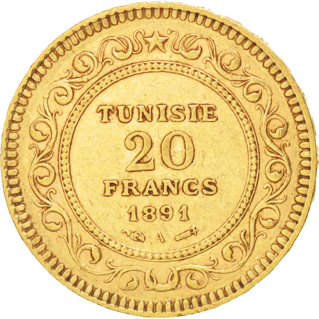 Tunisie, 20 Francs Or 1891 A, Paris, KM 227