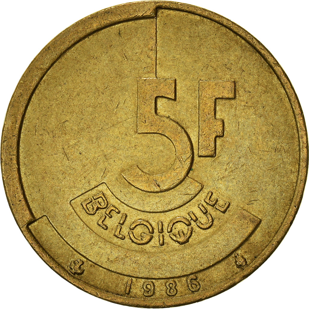 Moneda, Bélgica, 5 Francs, 5 Frank, 1986