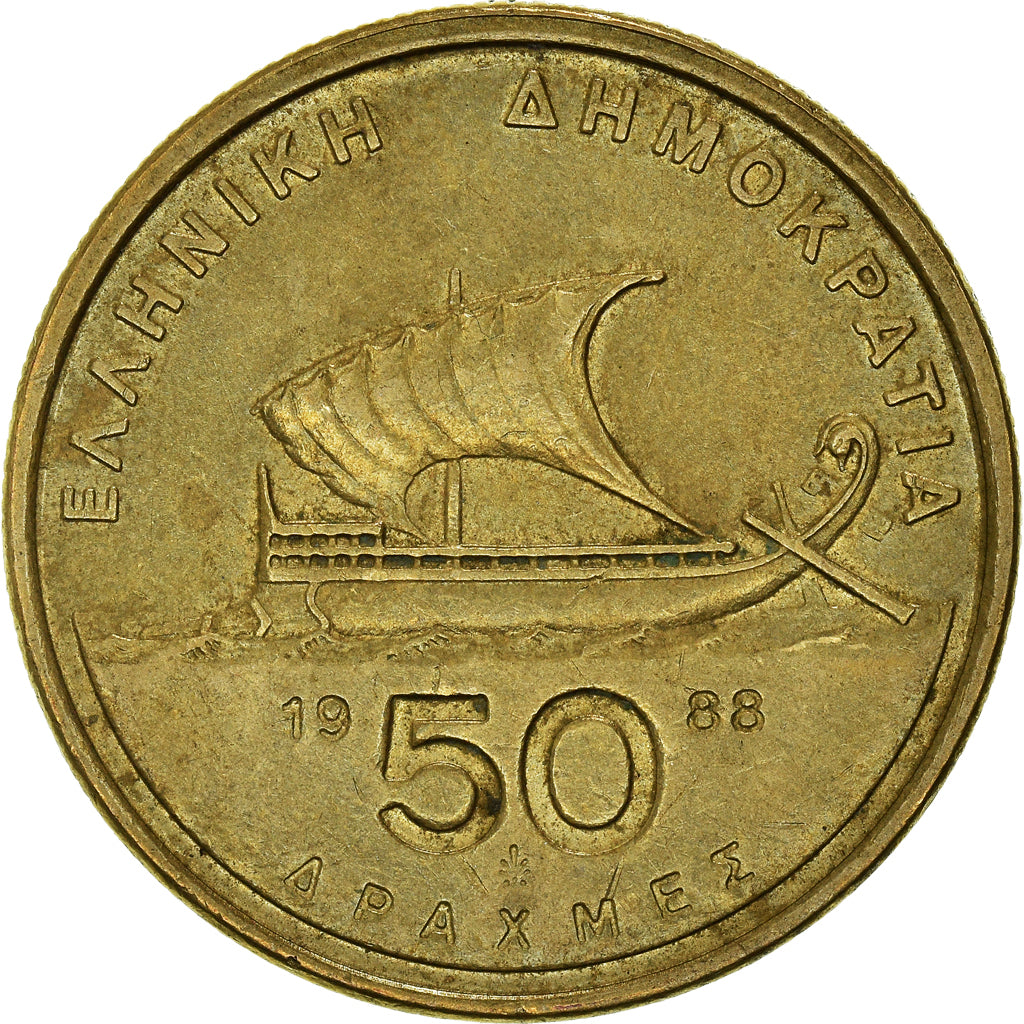 Monnaie, Grèce, 50 Drachmes, 1988
