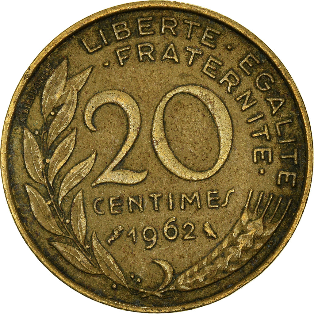 Moeda, França, 20 Centimes, 1962