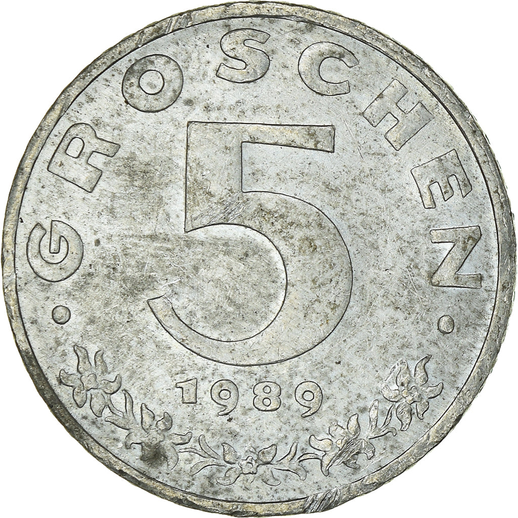Coin, Austria, 5 Groschen, 1989