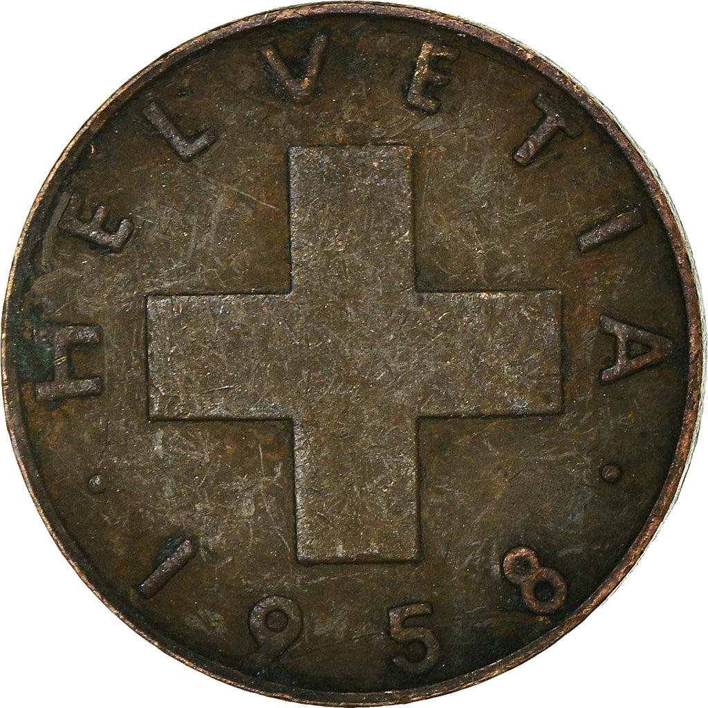 Moeda, Suíça, Rappen, 1958