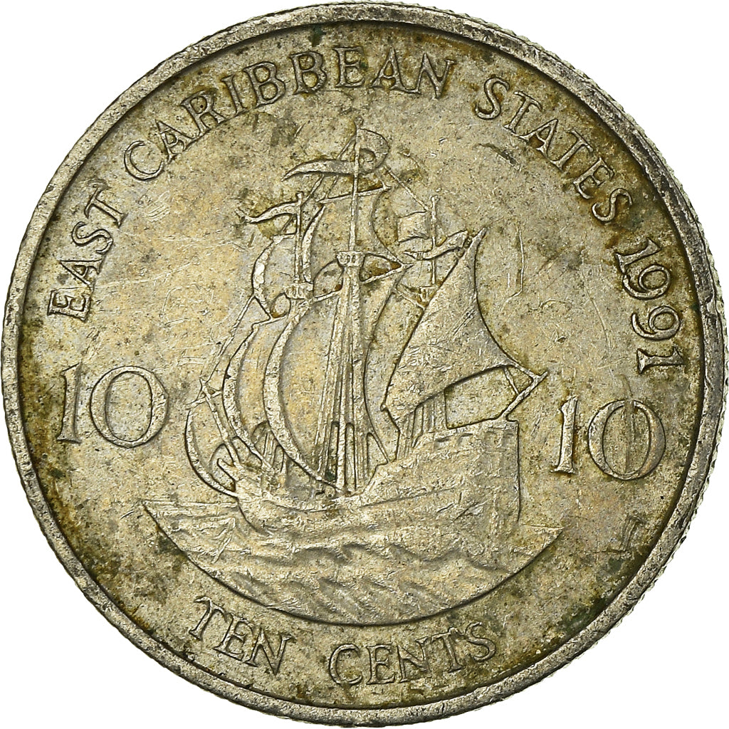 Monnaie, Etats des caraibes orientales, 10 Cents, 1991