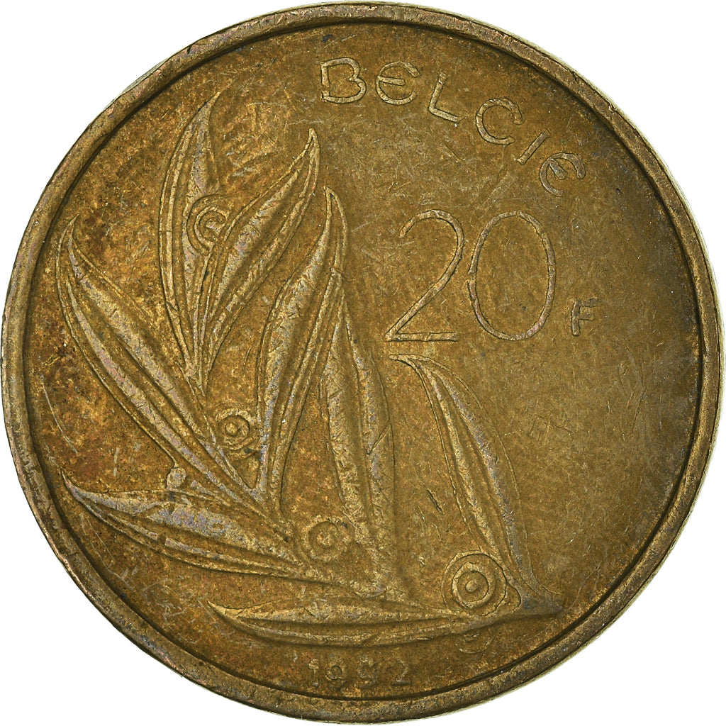 Münze, Belgien, 20 Francs, 20 Frank, 1992