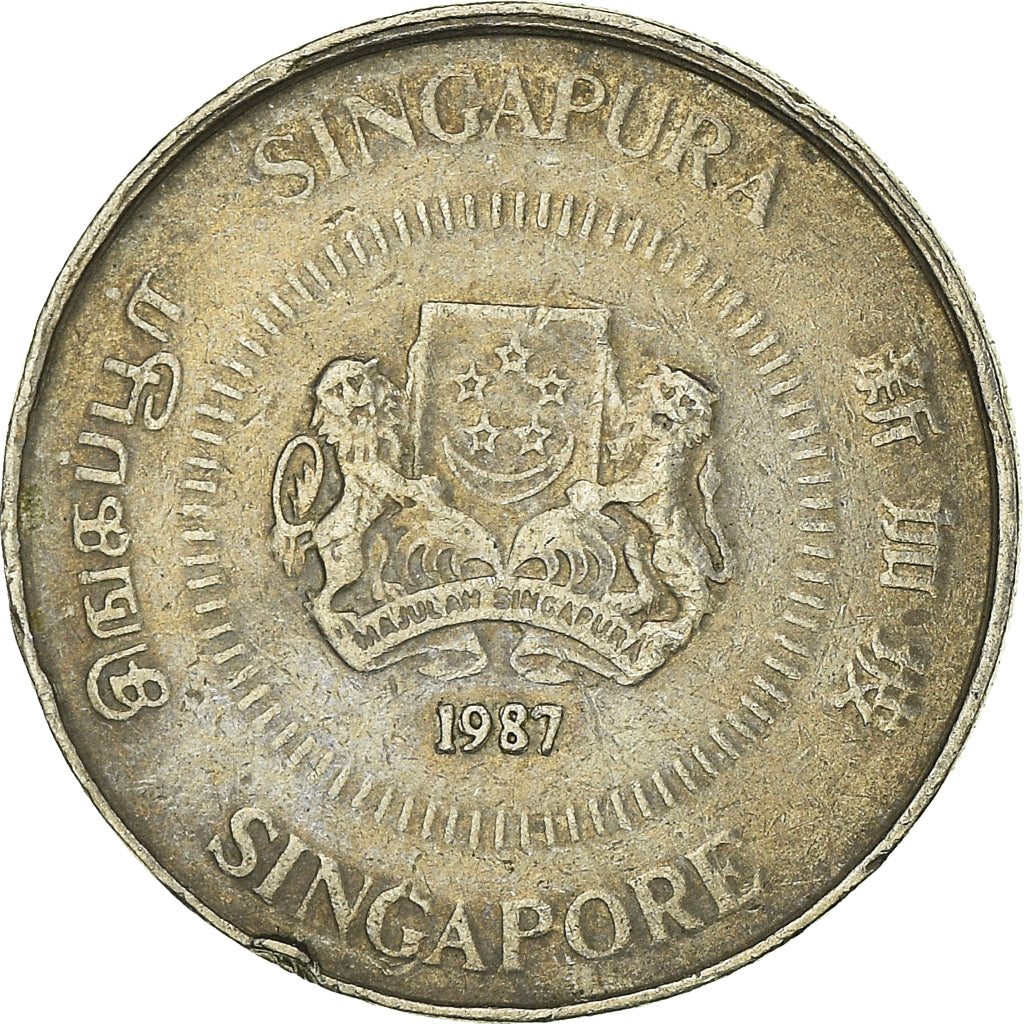 Moeda, Singapura, 10 Cents, 1987