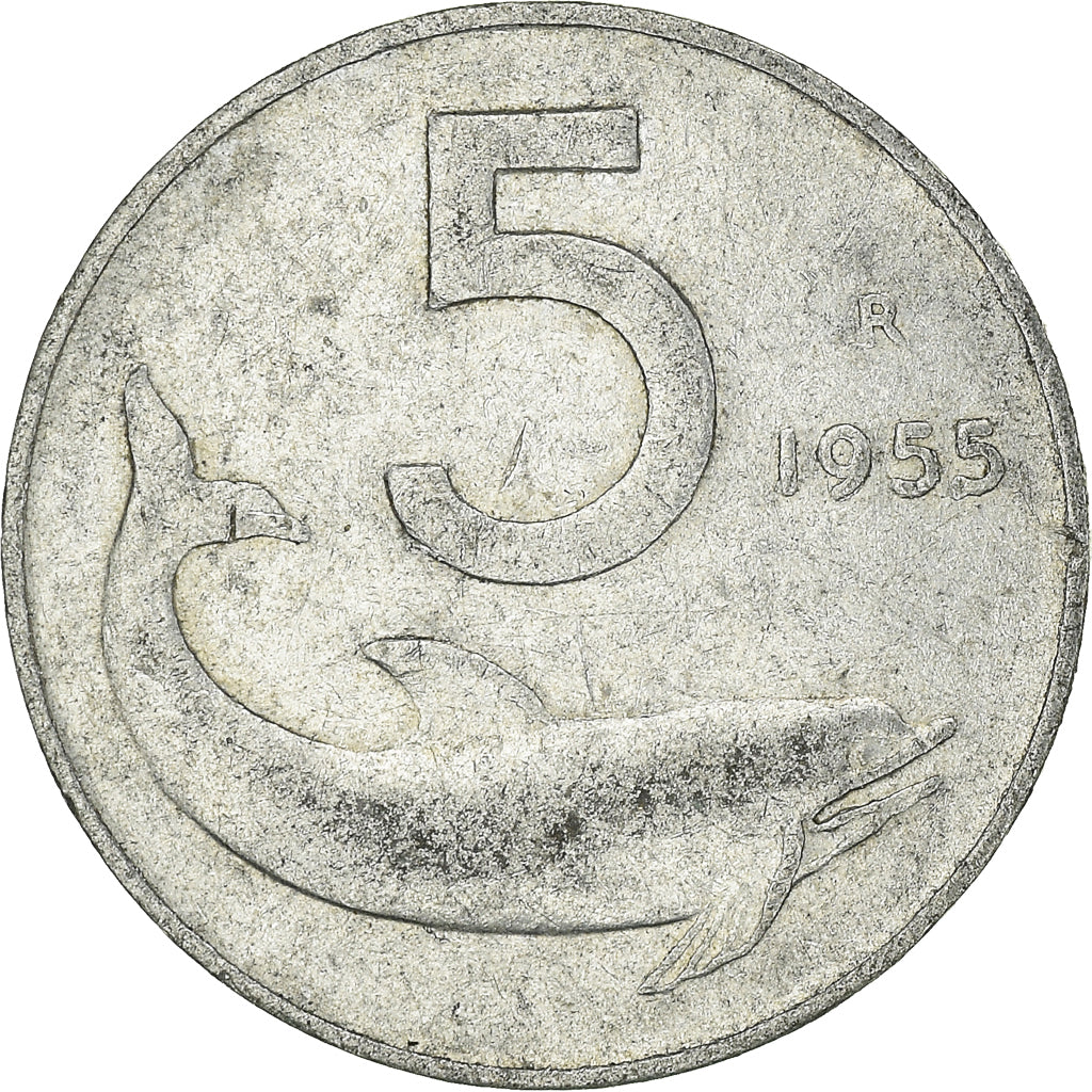 Münze, Italien, 5 Lire, 1955