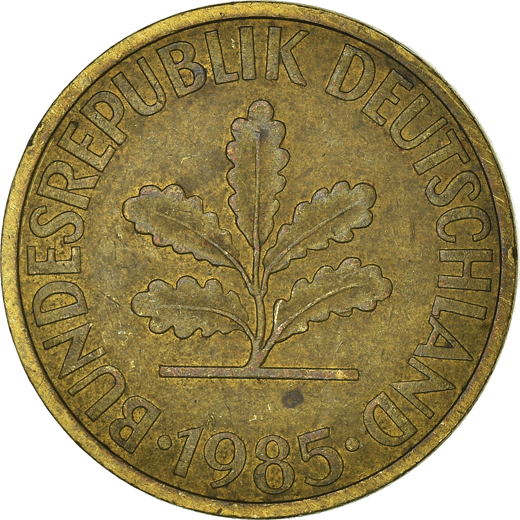 Moeda, ALEMANHA - REPÚBLICA FEDERAL, 10 Pfennig, 1985