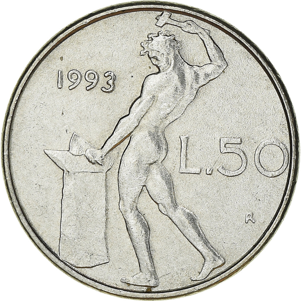 Moeda, Itália, 50 Lire, 1993
