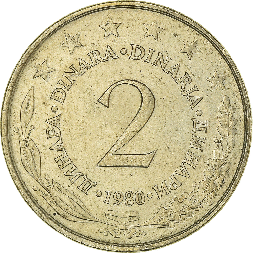 Moneta, Iugoslavia, 2 Dinara, 1980