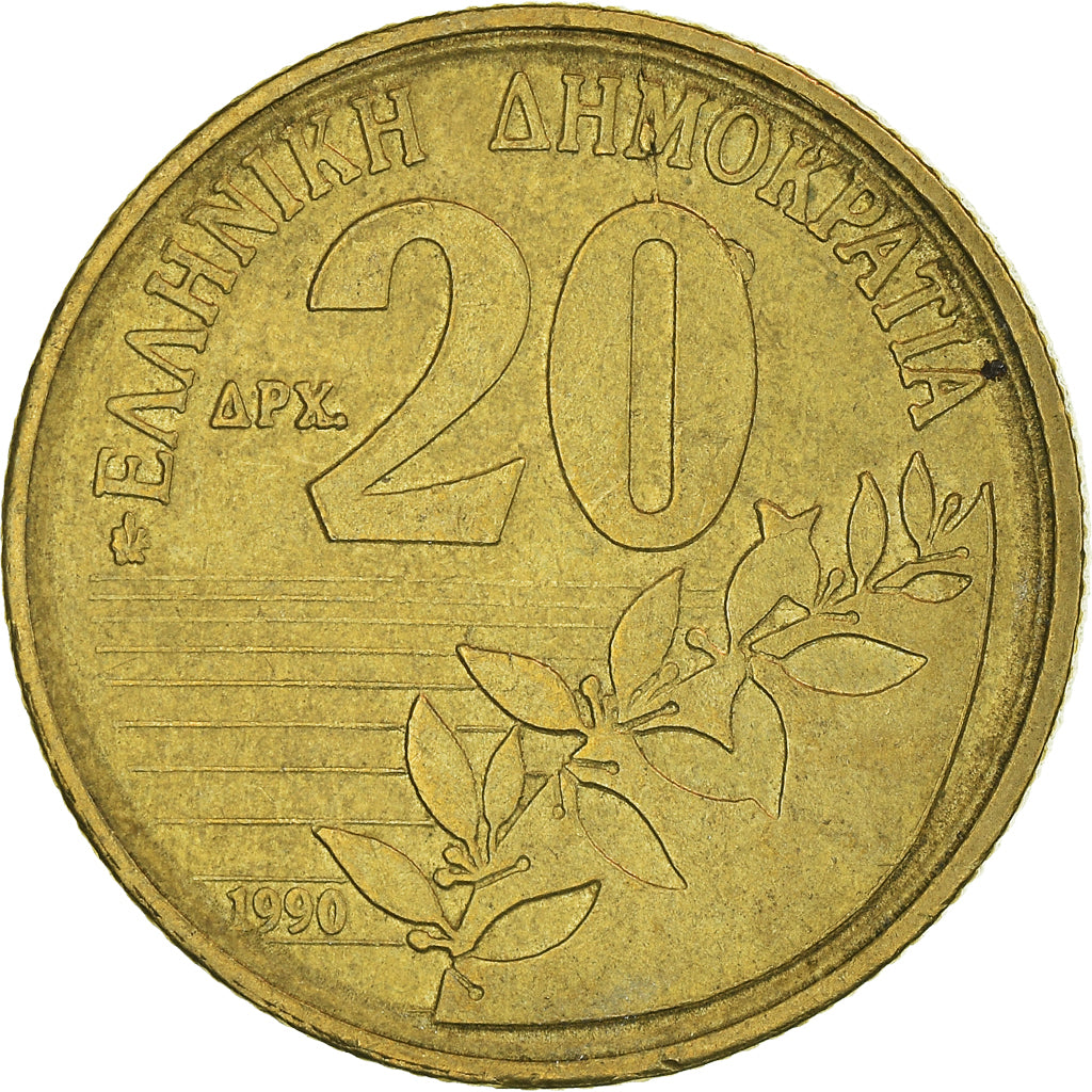 Moneda, Grecia, 20 Drachmes, 1990
