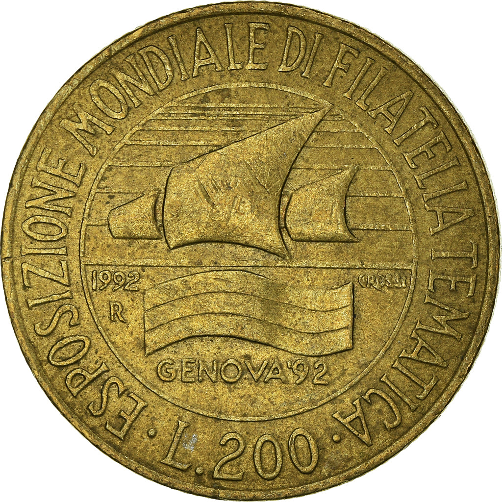 Münze, Italien, 200 Lire, 1992
