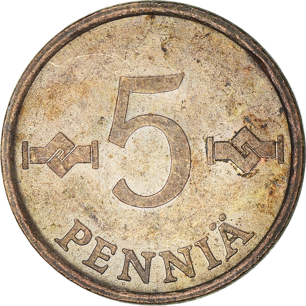 Moeda, Finlândia, 5 Pennia, 1975