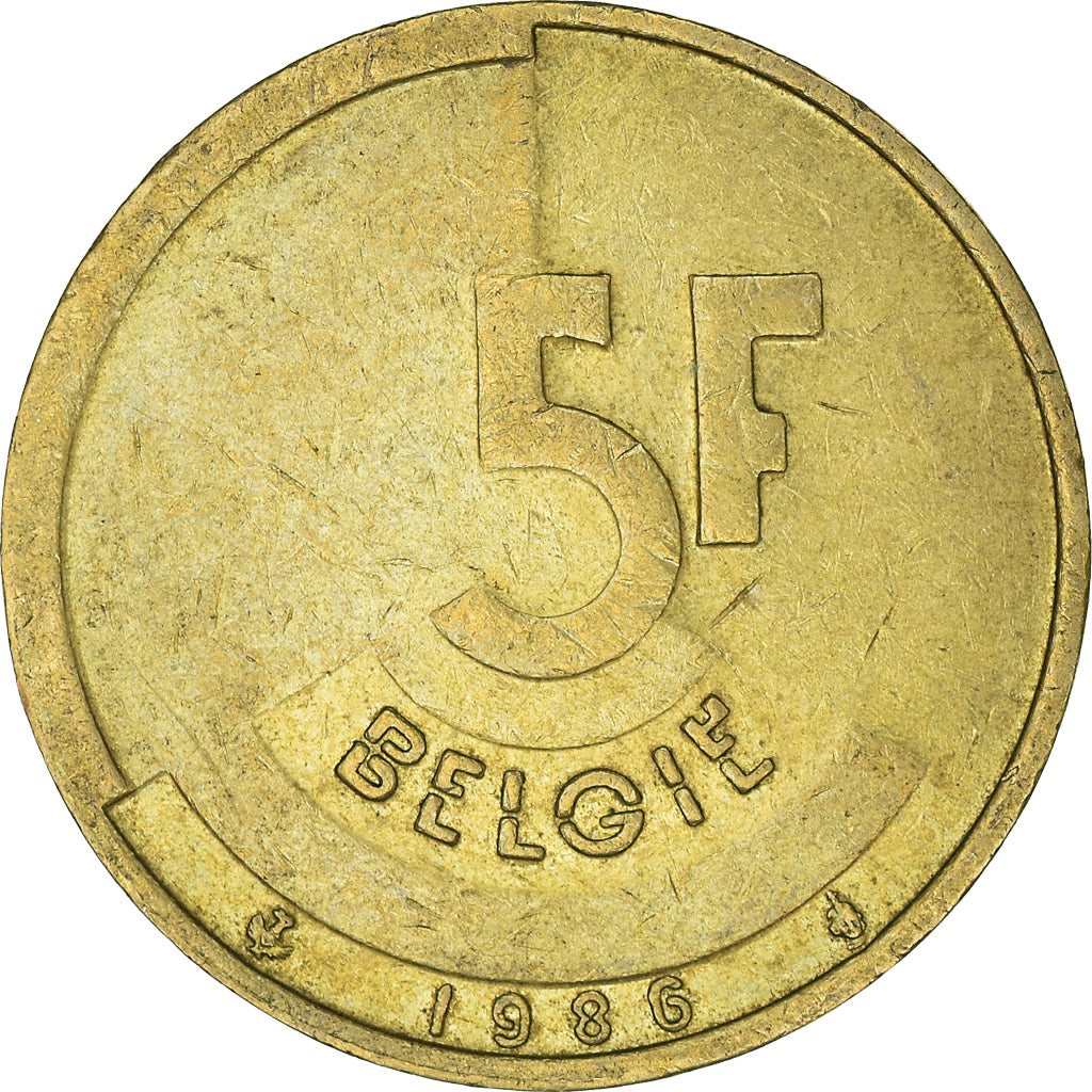 Coin, Belgium, 5 Francs, 5 Frank, 1986