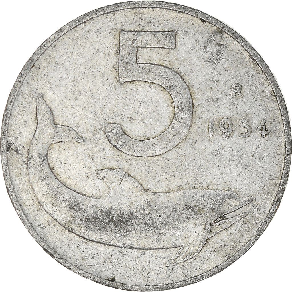Moeda, Itália, 5 Lire, 1954