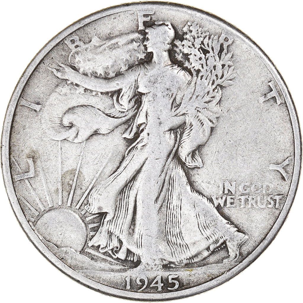 Coin, United States, Walking Liberty Half Dollar, Half Dollar, 1945, U.S. Mint