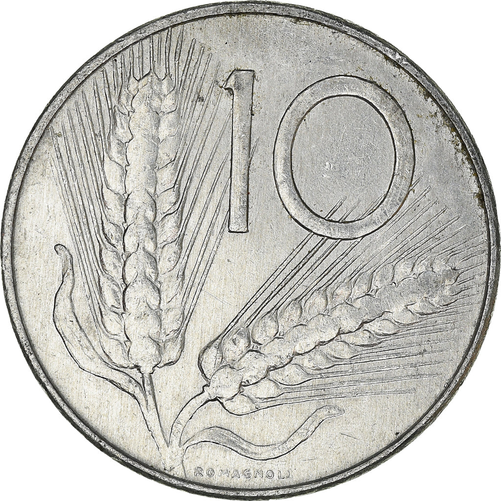 Moeda, Itália, 10 Lire, 1975
