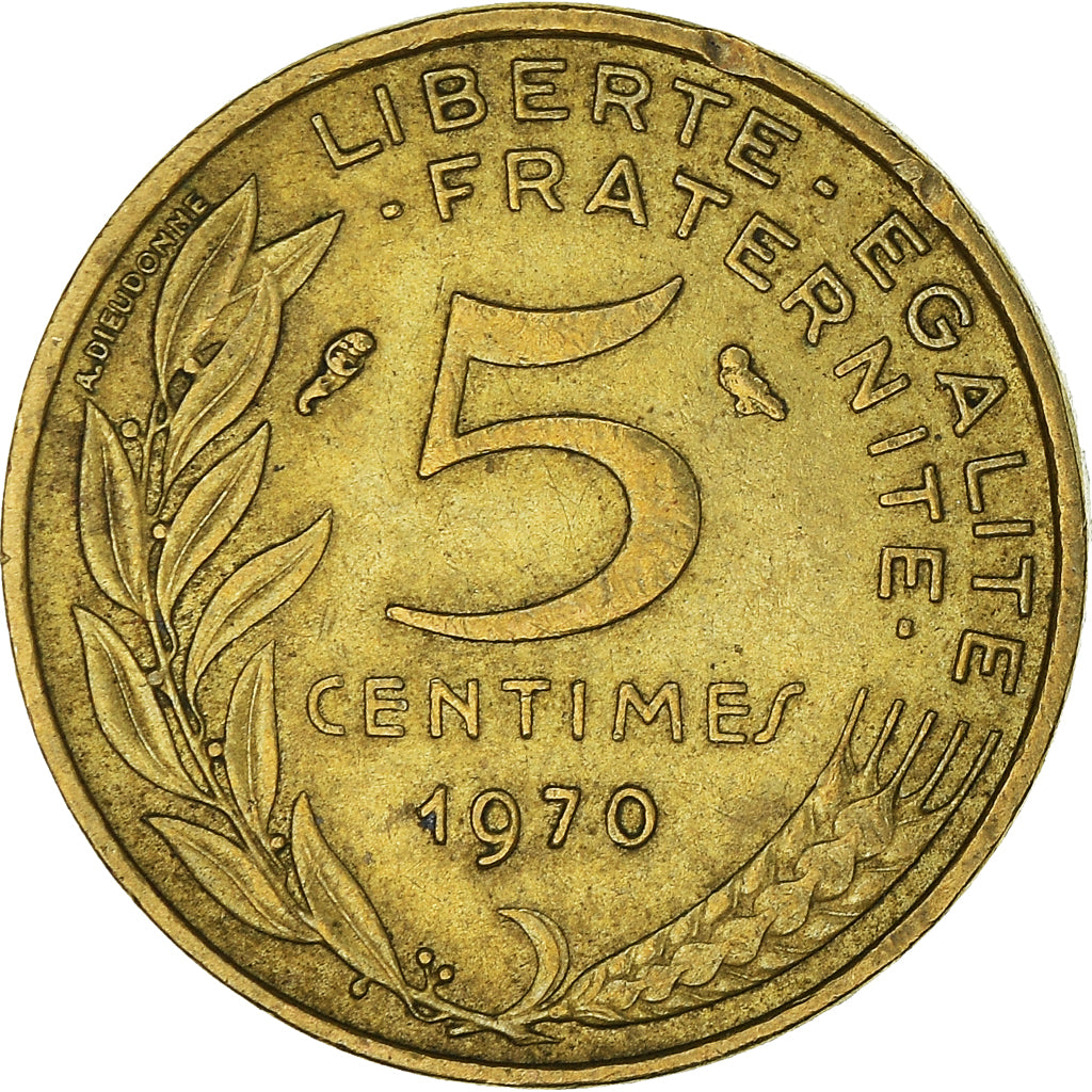 Moneta, Francja, 5 Centimes, 1970