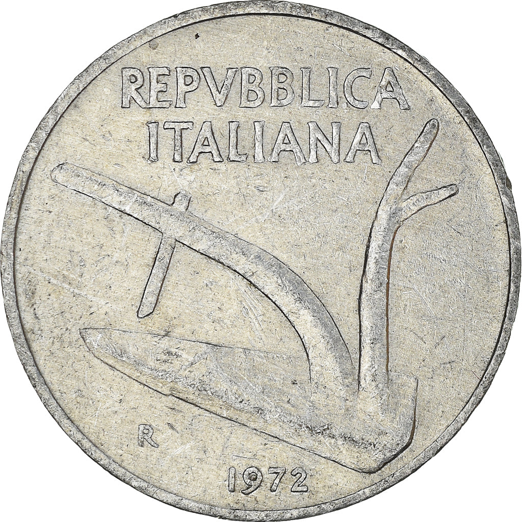 Moeda, Itália, 10 Lire, 1972