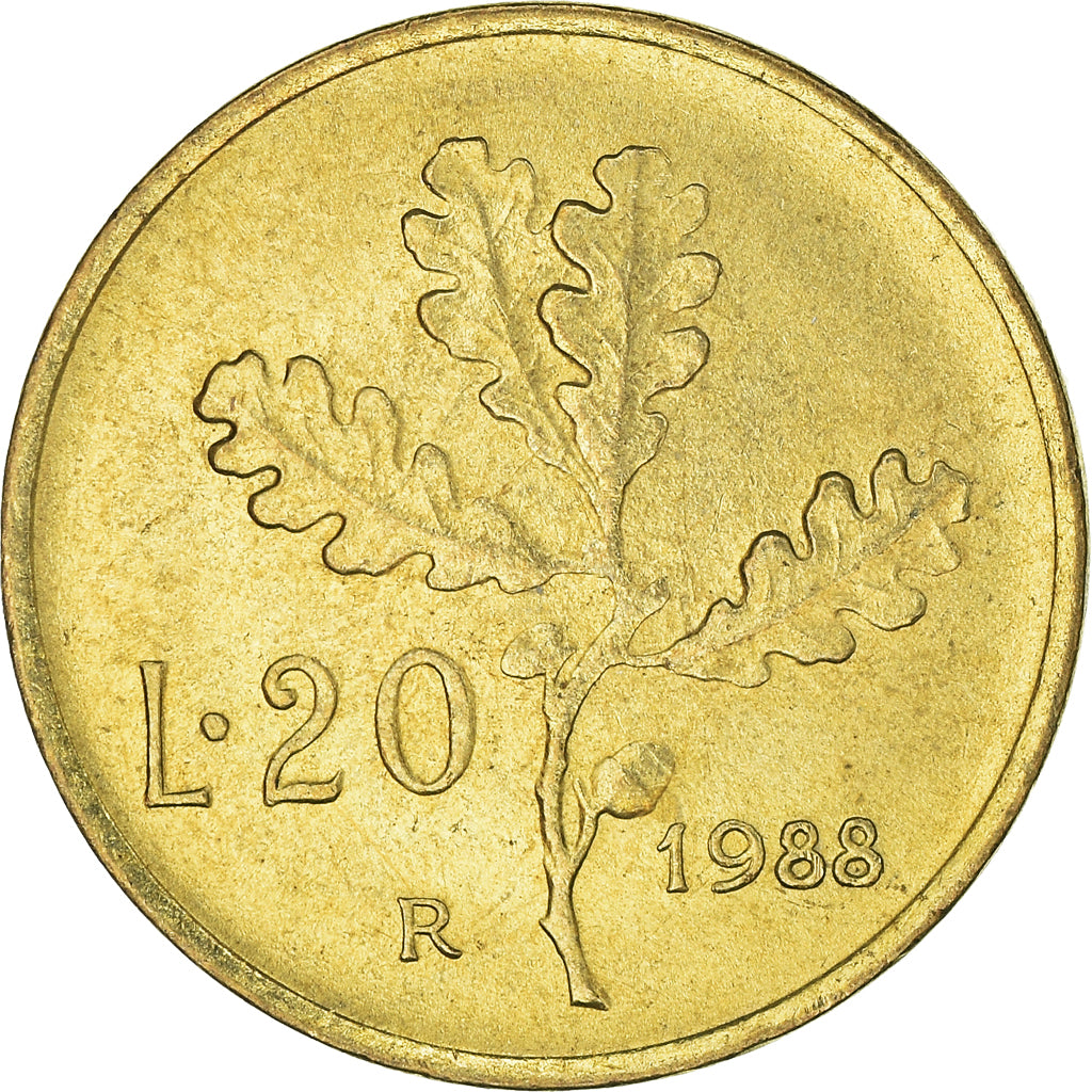 Münze, Italien, 20 Lire, 1988