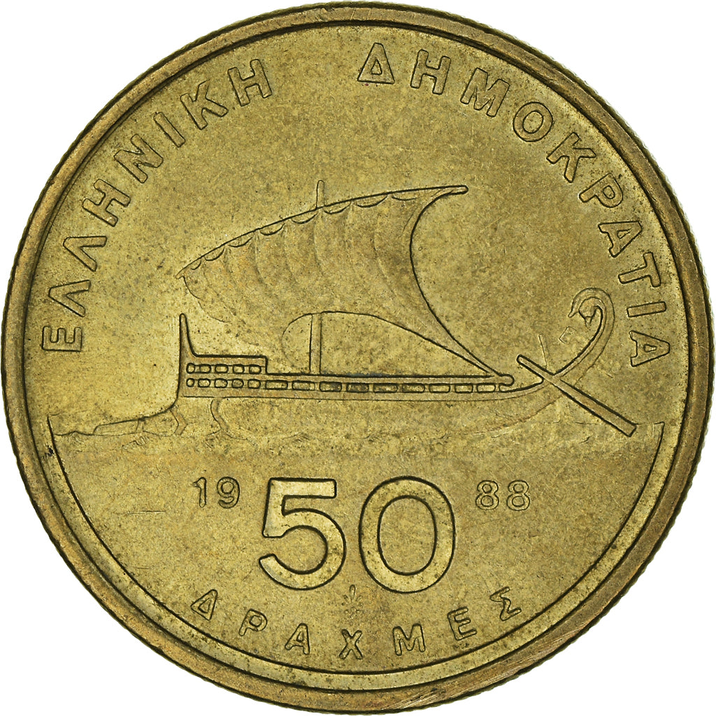 Coin, Greece, 50 Drachmes, 1988