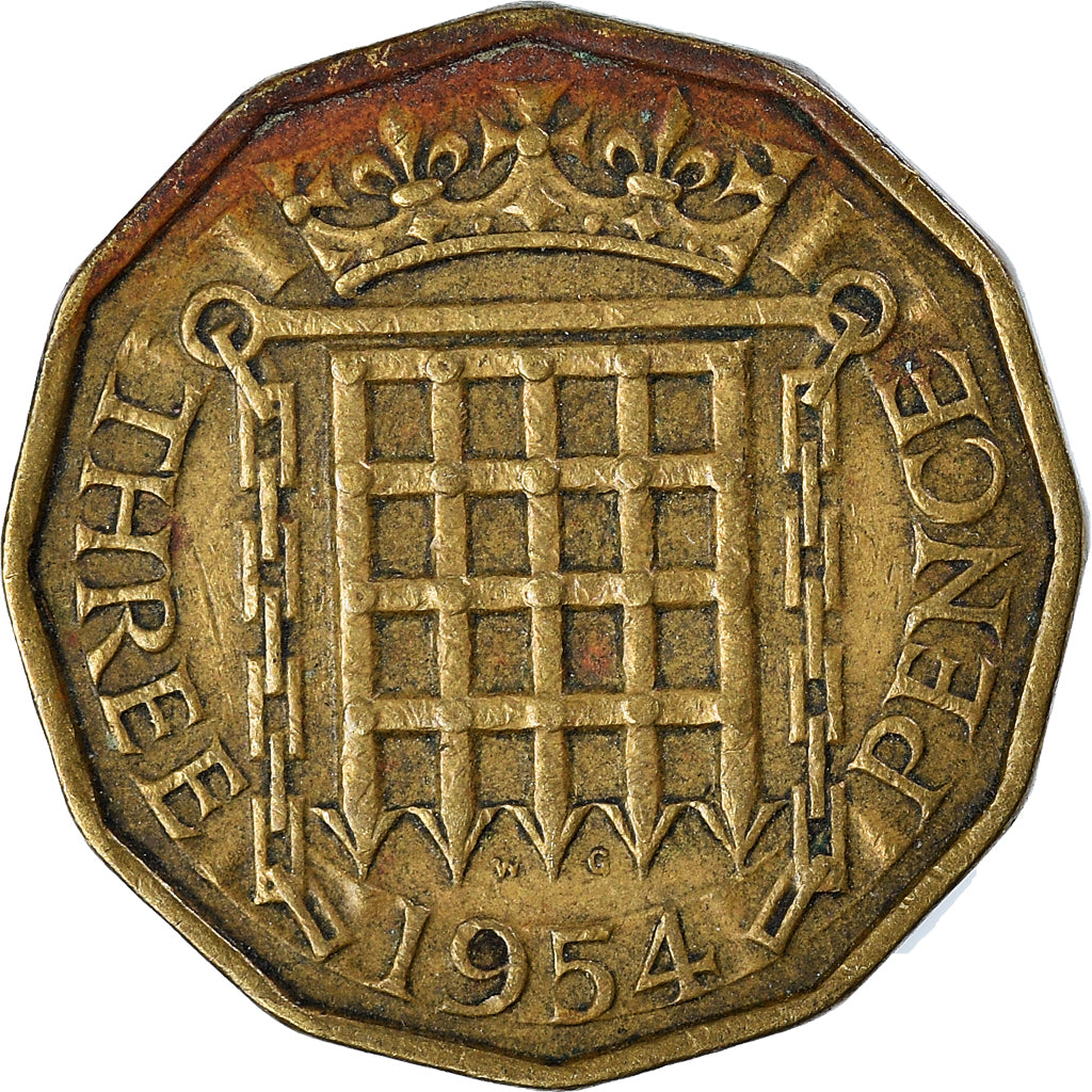 Coin, Great Britain, 3 Pence, 1954